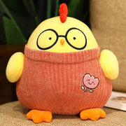Chonky cute kawaii nerd doctor chicken plushie with nerdy glasses and red sweater pullover vest