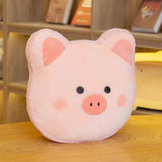 cute kawaii chonky fluffy pink pig head pillow