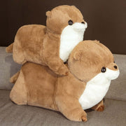 big and small dark brown cute kawaii chonky soft otter plushies