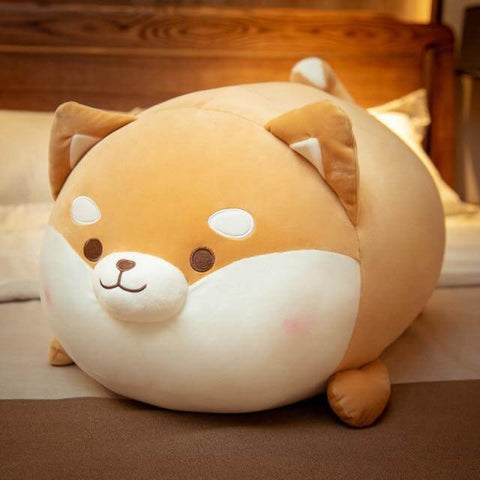 orange brown cute kawaii fat chonky squishy soft shiba inu dog plushie