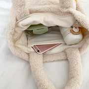 cute kawaii chonky soft fluffy goose neck tote bag handbag is big enough for phone and wallet