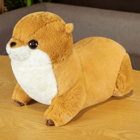 light brown cute kawaii chonky soft otter plushie