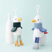 green and blue cute kawaii chonky fluffy seagull bird plushie keyring in high heels shoes with quirky unique design