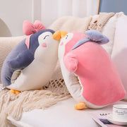 cute kawaii chonky gray and pink penguin hand warmer plushies