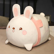 cute kawaii chonky white bunny rabbit plushie with pink scarf