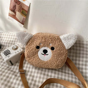 cute kawaii chonky fluffy animal head handbag and bag with shoulder straps in corgi dog design