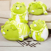 cute kawaii chonky green vegetable cabbage pig plushies